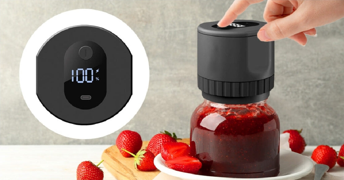 Vacuum sealing a mason jar filled with with jam